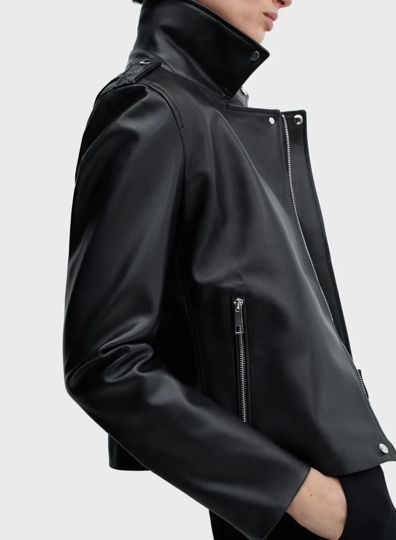 MANGO Pu Knitted Jacket