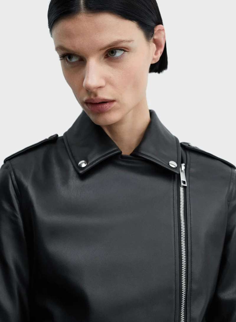 MANGO Pu Knitted Jacket