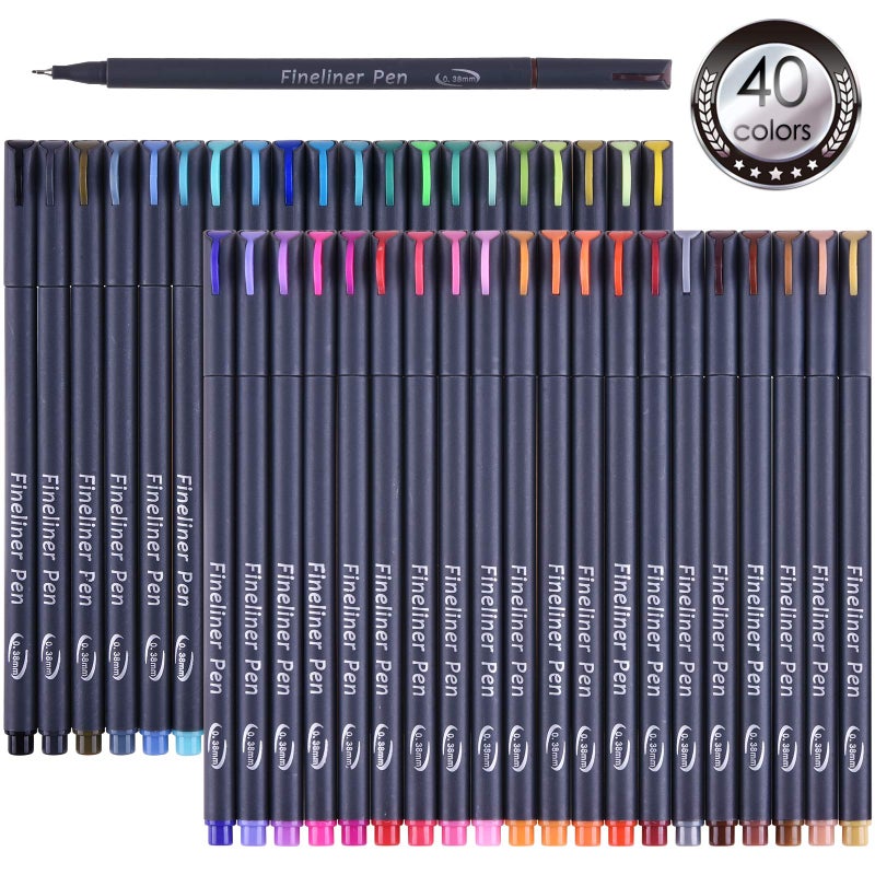 Tebik 45 Pack Planner Colored Pens 40 Colors Pens with 5 Stencils Fineliners for Journal Planner Note Calendar Writing Coloring Drawing School Office Art Supplies