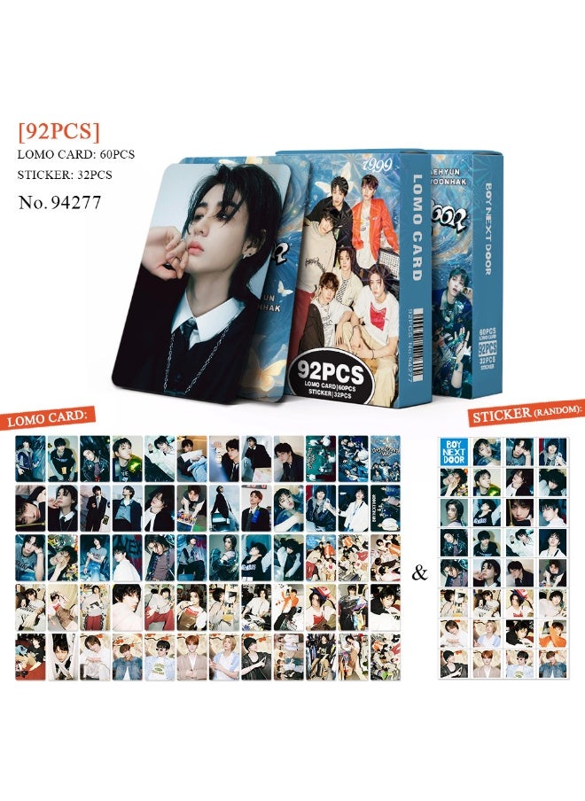 NIBEMINENT 92 Cards Boynextdoor Neighborhood Help Photo Card Boy Next Door Small Sticker Double-sided Lomo Card  - Image 1
