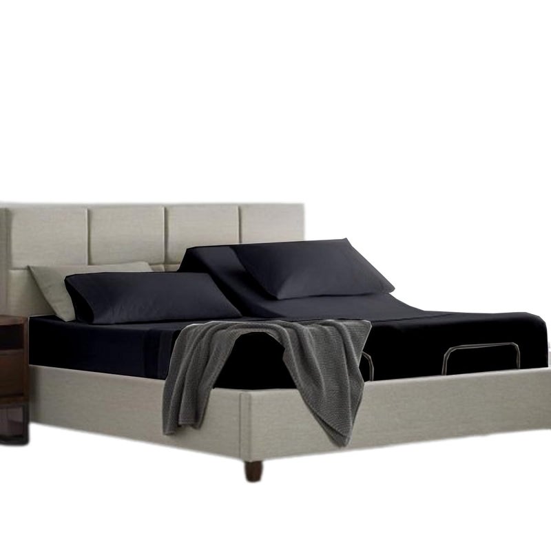 Shreem Linen Flex Top King Sheets for Sleep Number Bed Ultra-Soft Microfiber Bed Sheets  Split Top King Sheets for Sleep Number Bed 4 PCs Flex Head King 34"" Top Split Sheets to fit Upto 15"" Deep (Dark Grey)  - Image 1