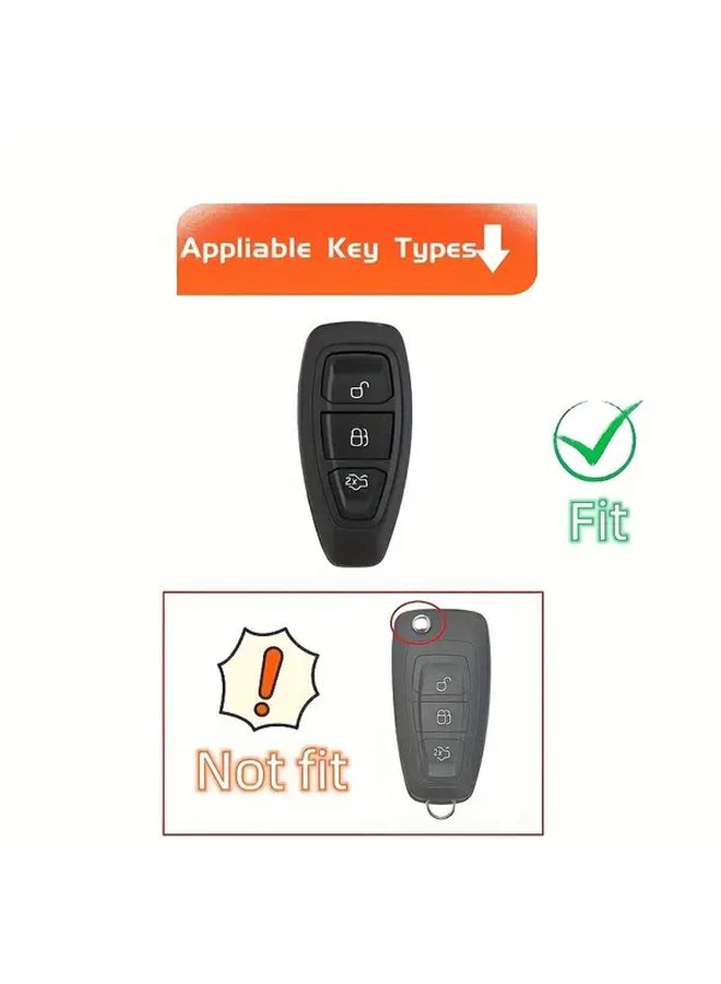 Purple TPU Key Fob Cover With Keychain For Ford Focus Fiesta Kuga - Image 5