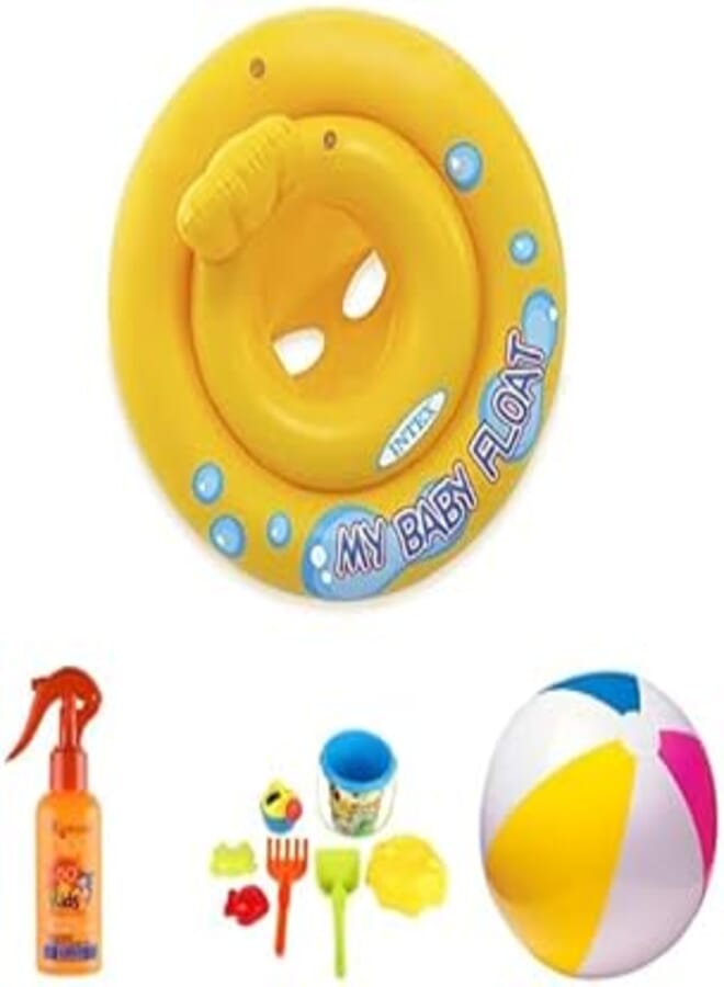 INTEX inflatable circle For Children + Kamena Sunscreen Lotion120ml + Bingo 7 Pieces + Beach Ball