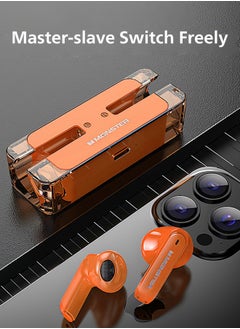 Monster Earphones Wireless Stereo Bluetooth 5.3 Lightweight Comfort Headphones Orange  - Image 4