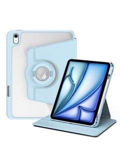 iPad Air 13 2024 Acrylic 360 Rotation Detachable Leather Tablet Case Ice Blue