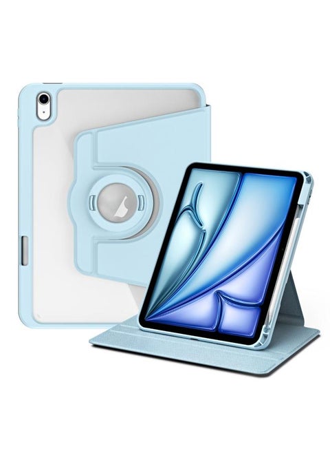 iPad Air 13 2024 Acrylic 360 Rotation Detachable Leather Tablet Case Ice Blue