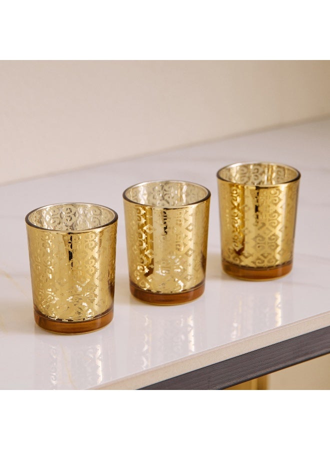 Home Box Divinity Glacier 3-Piece Glass Candleholder Set - 5.5x5.5x6.7 cm - Image 1
