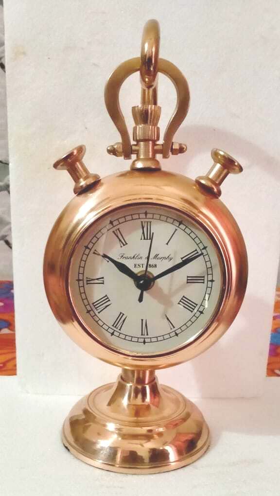 NOOR COLLECTION NOOR COLLECTION Antique Brass Table Top Clock Desk Clock Hanging Tabletop Clock for Home Office Living Room Kids Room Studio Decoration Gift 10 Inch White Brown 