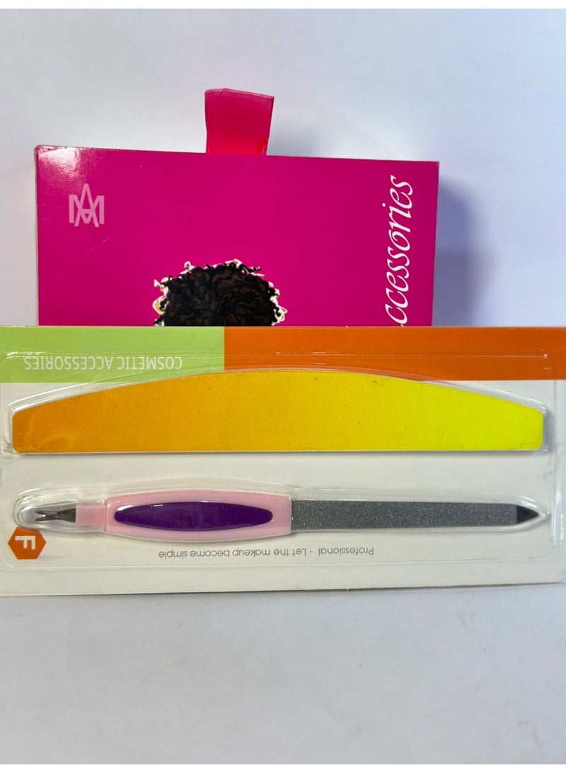 مبرد أظافر يدوي من البلاستيك المقاوم للصدأ + مبرد أظافر احترافي مع صنفرة مزدوجة الجوانب - للأظافر الصناعية، قطعتان - Image 3