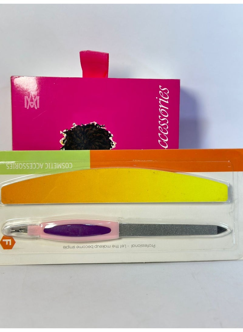 مبرد أظافر يدوي من البلاستيك المقاوم للصدأ + مبرد أظافر احترافي مع صنفرة مزدوجة الجوانب - للأظافر الصناعية، قطعتان - Image 2