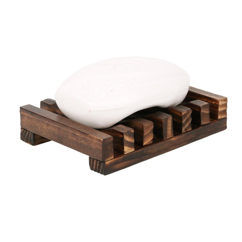 Anwenk Wooden Soap Dish Soap Saver Holder Tray for Bathroom Shower Rectangular Kitchen Drainer Hand Craft for Soap,Sponges and More (1Pack) - Image 5