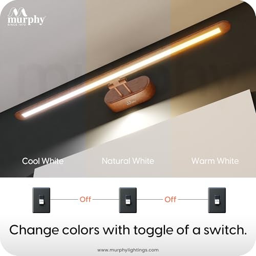 Murphy 12W 3-in-1 Color Chnaging Wooden Finish LED Mirror Picture Wall Light,Bathroom Vanity Led Mirror Light with 2 Year Warranty (Cool White/Warm White/Natural White)-Pack of 2 - Image 4