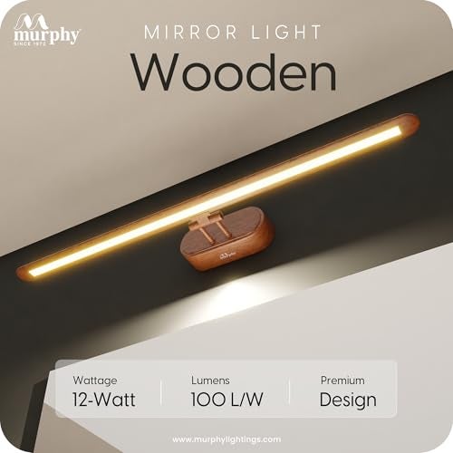 Murphy 12W 3-in-1 Color Chnaging Wooden Finish LED Mirror Picture Wall Light,Bathroom Vanity Led Mirror Light with 2 Year Warranty (Cool White/Warm White/Natural White)-Pack of 2 - Image 2