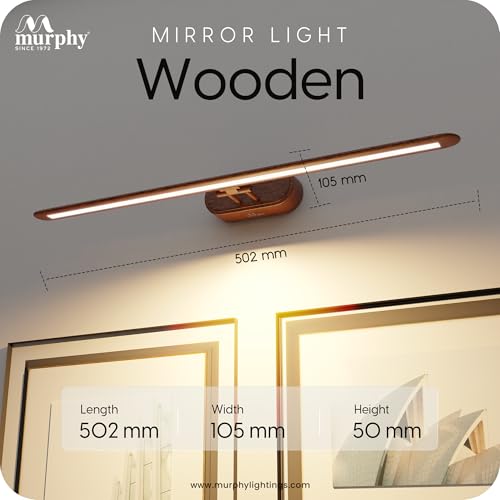 Murphy 12W 3-in-1 Color Chnaging Wooden Finish LED Mirror Picture Wall Light,Bathroom Vanity Led Mirror Light with 2 Year Warranty (Cool White/Warm White/Natural White)-Pack of 2 - Image 5