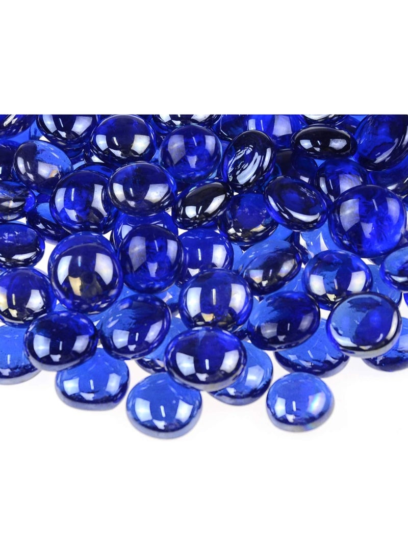 ARABIQO Flat Glass Marbles 2.5LB, Blue Glass Pebbles Marbles for Vases Fillers Fish Tank Aquarium Table Scatters DIY Crafts - Image 1