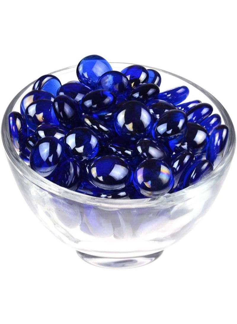 ARABIQO Flat Glass Marbles 2.5LB, Blue Glass Pebbles Marbles for Vases Fillers Fish Tank Aquarium Table Scatters DIY Crafts - Image 2