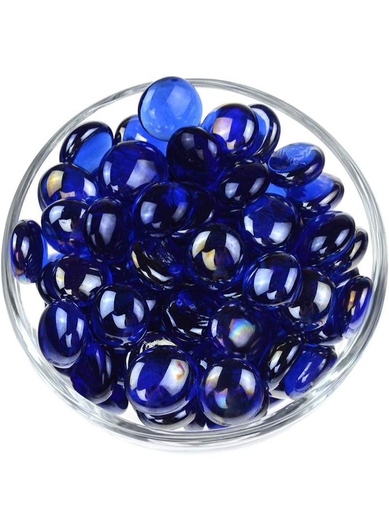 ARABIQO Flat Glass Marbles 2.5LB, Blue Glass Pebbles Marbles for Vases Fillers Fish Tank Aquarium Table Scatters DIY Crafts - Image 3