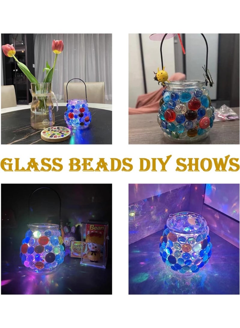 ARABIQO Flat Glass Marbles 2.5LB, Blue Glass Pebbles Marbles for Vases Fillers Fish Tank Aquarium Table Scatters DIY Crafts - Image 4