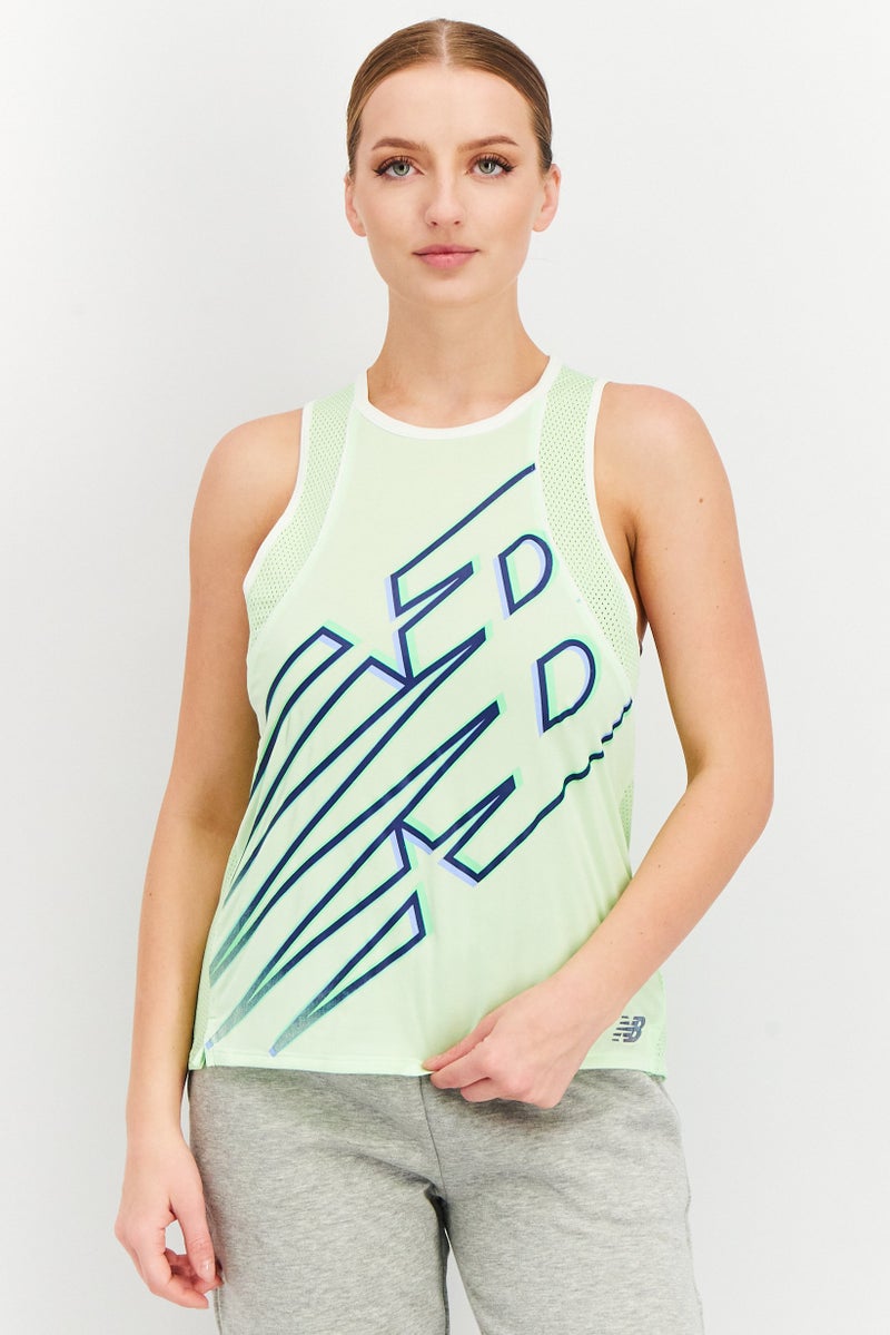 New Balance Women Relaxed Fit Sleeveless Training Top, Green Combo - Image 1