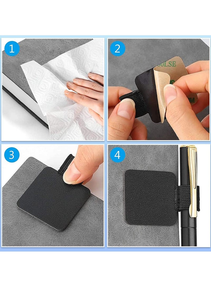 سونسر 8 قطع حامل أقلام جلدية ذاتية اللصق، حلقة قلم دفتر ملاحظات بحلقة قلم بألوان مختلفة حامل أقلام مرن لدفتر يوميات الكمبيوتر اللوحي - Image 2