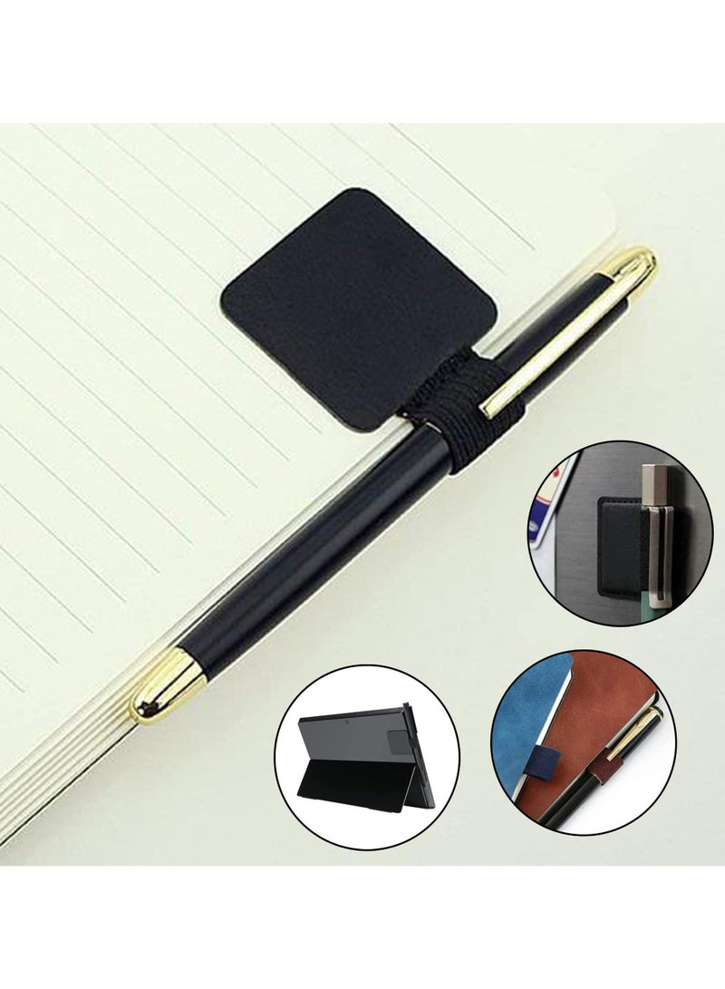 سونسر 8 قطع حامل أقلام جلدية ذاتية اللصق، حلقة قلم دفتر ملاحظات بحلقة قلم بألوان مختلفة حامل أقلام مرن لدفتر يوميات الكمبيوتر اللوحي - Image 4