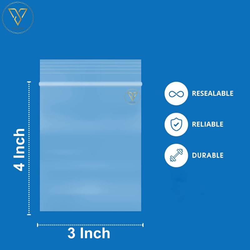 VELEXE Plastic Transparent Zip Lock Pouch - Pack of 100 (3x4 Inch) | Resealable, Durable, Food-Grade Storage Bags | Eco-Friendly & Reusable Pouches for Snacks, Travel, Organization, and More - Image 2