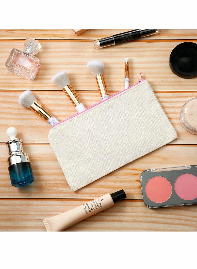 10Pack DIY Cosmetic Bag with Zipper, Blank Makeup Bags Pencil Case DIY Cotton Canvas Cosmetic Pouches Bags Multi-purpose Travel Toiletry Bag, DIY Gift Travel Toiletry Bags - Image 4