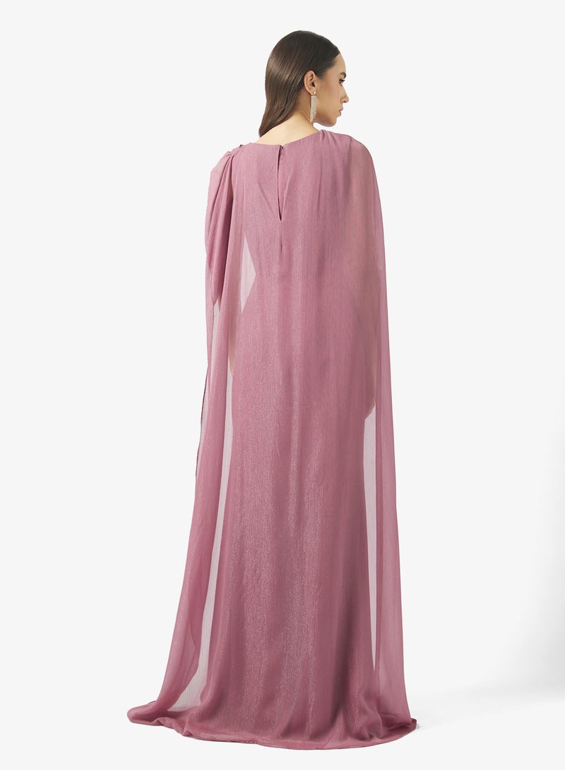 Namshi x Cape Detail Chiffon Mermaid Dress - Image 2