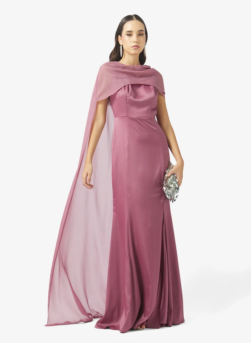 Namshi x  Cape Detail Chiffon Mermaid Dress for Women | Best Price UAE