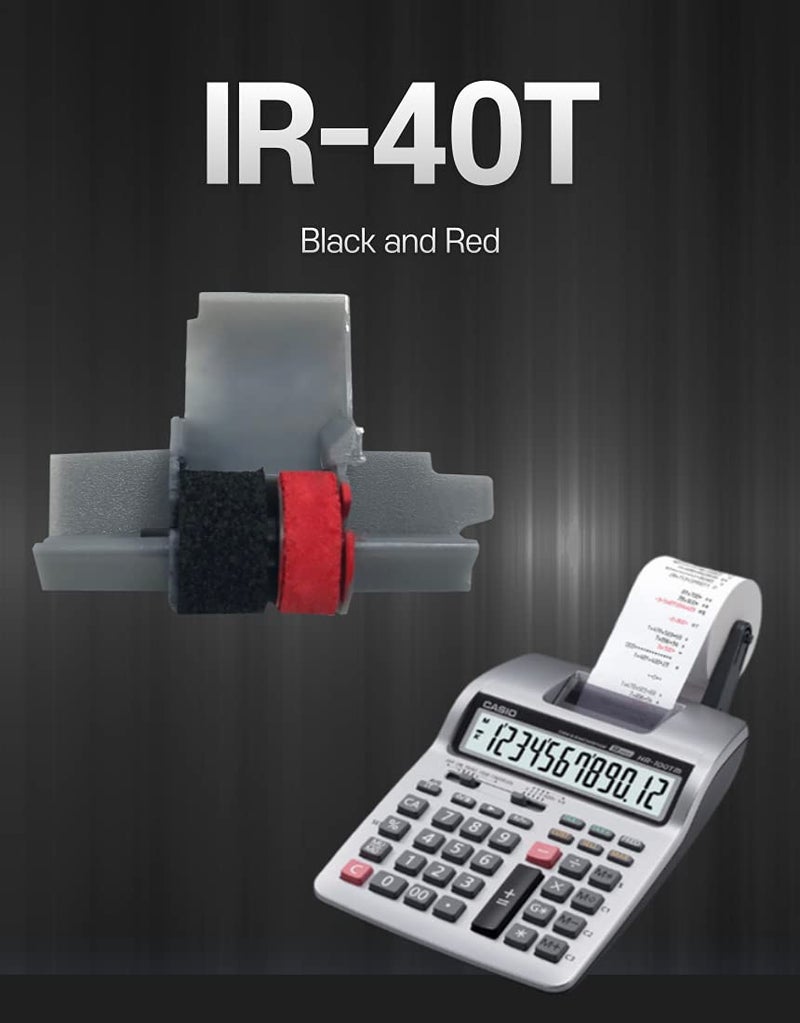 Pokanic IR‑40T Black & Red [12 Pack] Ink Roller Ribbon Cartridge – Dual‑Color Replacement Compatible for CASIO/Canon/Sharp Printing Calculators & Cash Registers (12 Pack) - Image 4
