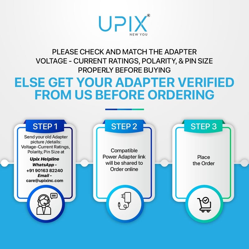 Upix 6V 500mA Power Adapter (with DC Pin), Power Supply AC Input 200-240 V for Toys, Cordless Phones, CCTV Camera, Solar Light, Modem, LCD/LED Monitor, TV Tuner Card, Modem, Router, Weighing Scale - Image 3