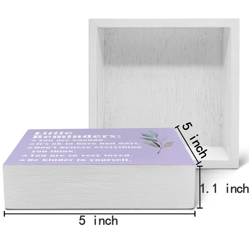 SRADMO Inspirational Little Reminders Wood Box Sign Desk Decor  Purple Inspirational Desk Decor  Inspirational College Gifts Box Sign Decor for Office Home Dorm Desk Shelf Table Decorative Accessories - Image 2