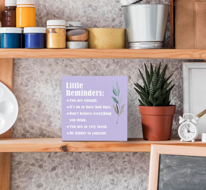 SRADMO Inspirational Little Reminders Wood Box Sign Desk Decor  Purple Inspirational Desk Decor  Inspirational College Gifts Box Sign Decor for Office Home Dorm Desk Shelf Table Decorative Accessories - Image 4