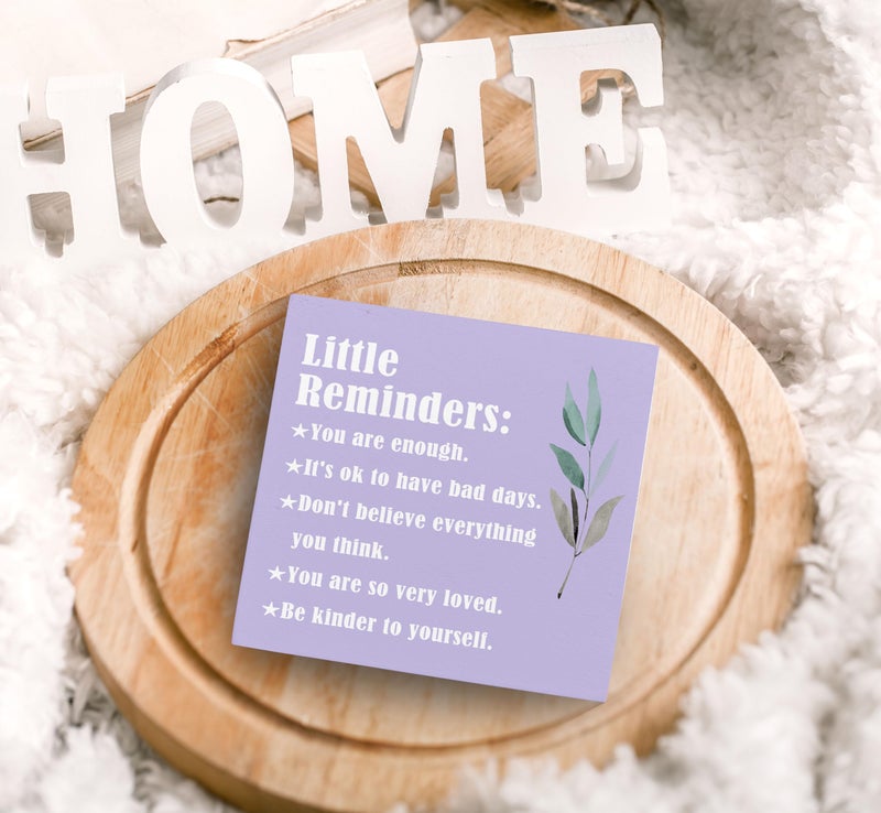 SRADMO Inspirational Little Reminders Wood Box Sign Desk Decor  Purple Inspirational Desk Decor  Inspirational College Gifts Box Sign Decor for Office Home Dorm Desk Shelf Table Decorative Accessories - Image 5