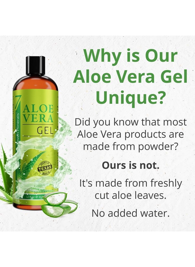 Seven Minerals Organic Aloe Vera Gel From Freshly Cut 100% Pure Aloe - Big 12Oz - Highestquality, Texas Grown, Vegan, Unscented - For Face, Skin, Hair, Sunburn Relief - Image 3