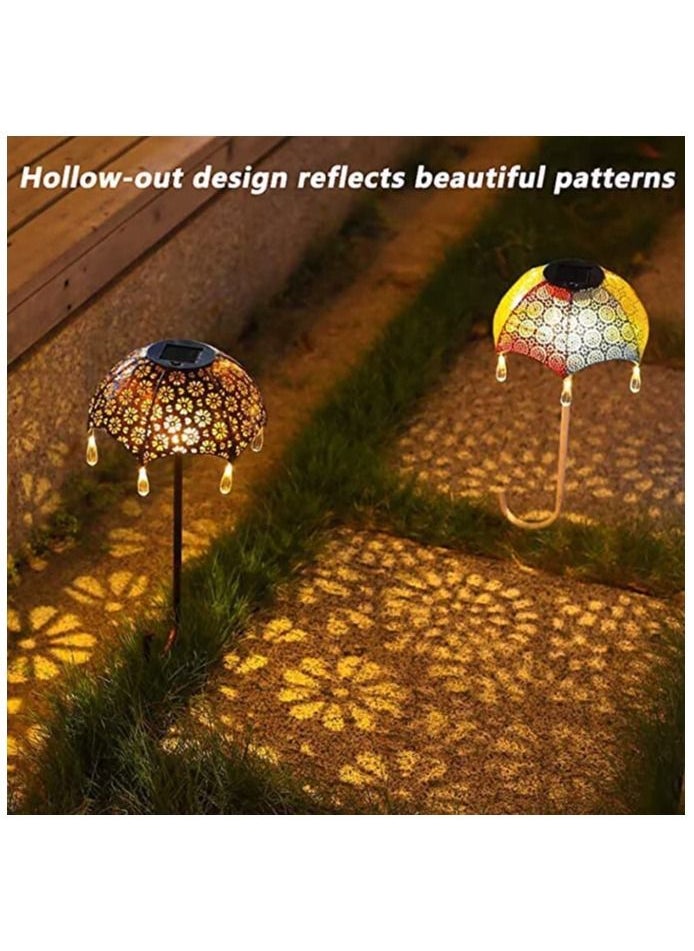 GGEROU Solar Wrought Iron Umbrella Projection Ground Lamp, Garden Solar Lights Outdoor Decor, Waterproof LED Metal Flower Light  - Image 3