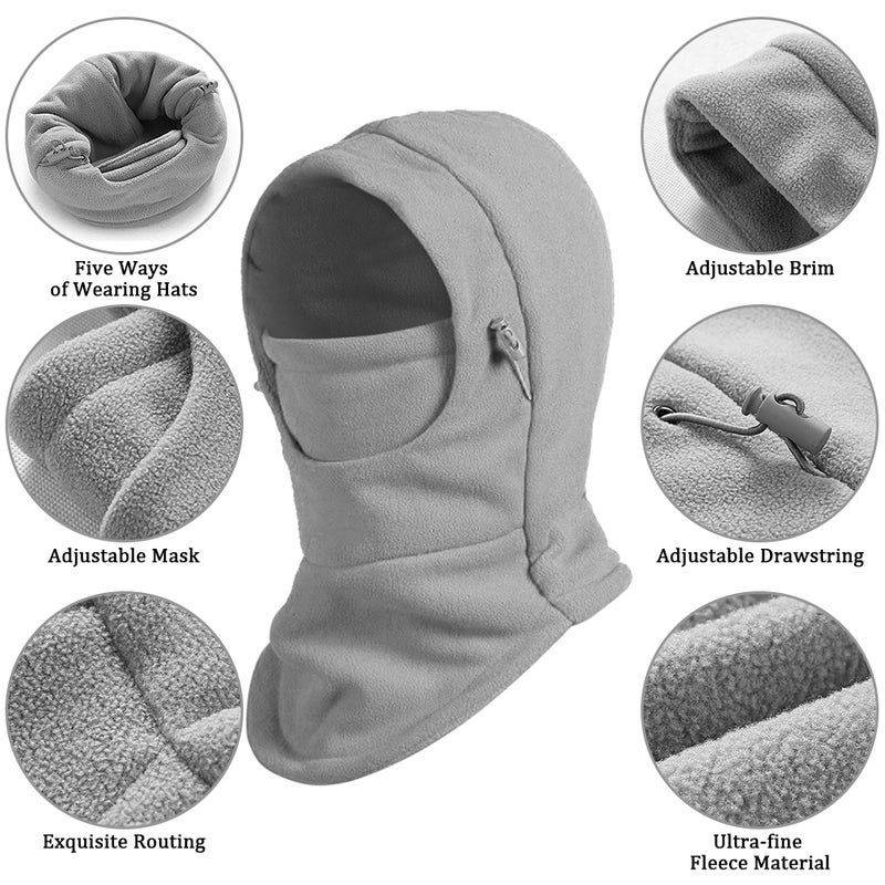 Balaclava Hood Ski Face Mask Neck Warmer Winter Fleece Hat for Women and Men - Image 2
