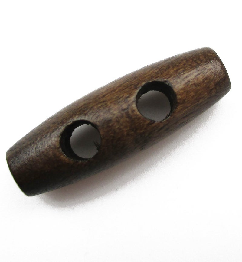 All In One 50pcs Brown 2 Hole Sewing Wood Toggle Buttons Stained Chery Oval 35x11mm(1-3/8x7/16”) - Image 3