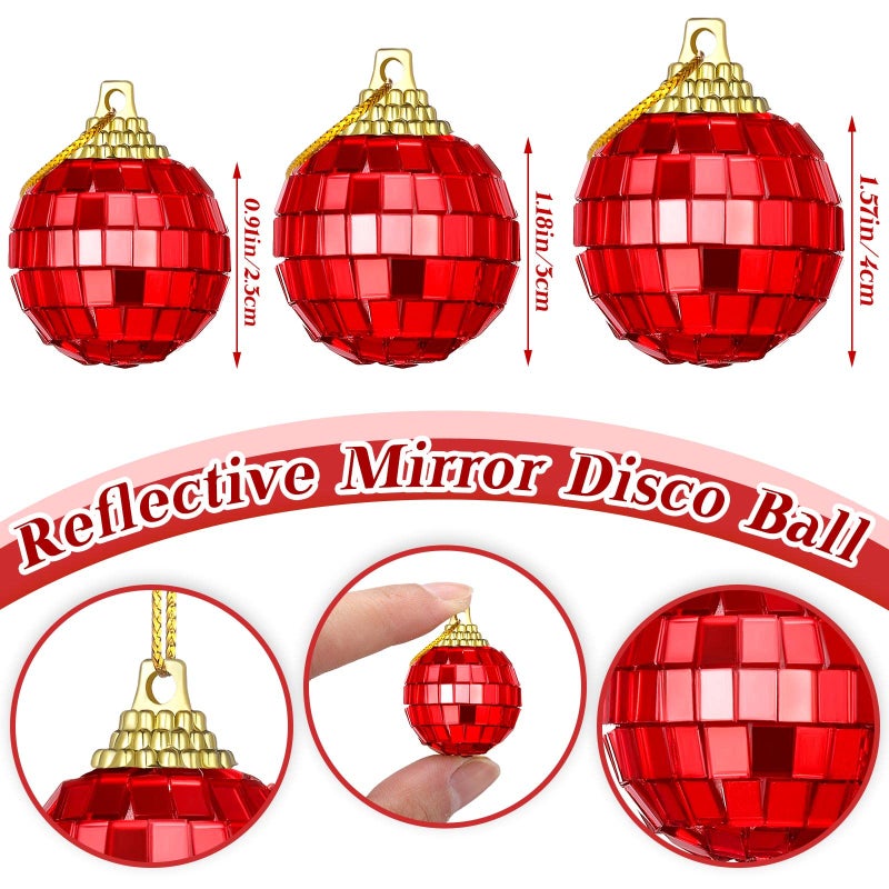 BBTO 24 Pieces Mini Disco Ball Ornaments Disco Ball 70s Party Decor Cake Topper Hanging Reflective Disco Ball Ornament for Party Decor (Multicolored 0.91 Inch) - Image 3