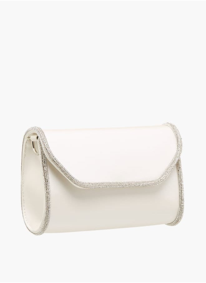 Flora Bella By Shoexpress Women Embellished Crossbody Bag with Detachable Chain Strap and Flap Closure  - Image 3