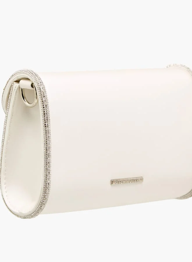 فلورا بيلا من شو إكسبرس Women Embellished Crossbody Bag with Detachable Chain Strap and Flap Closure