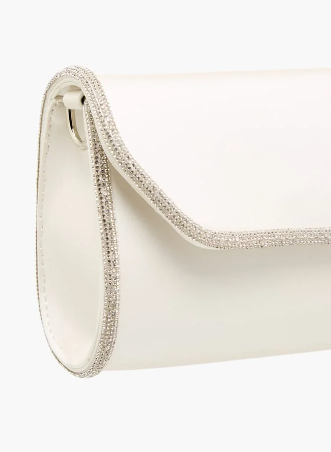 فلورا بيلا من شو إكسبرس Women Embellished Crossbody Bag with Detachable Chain Strap and Flap Closure