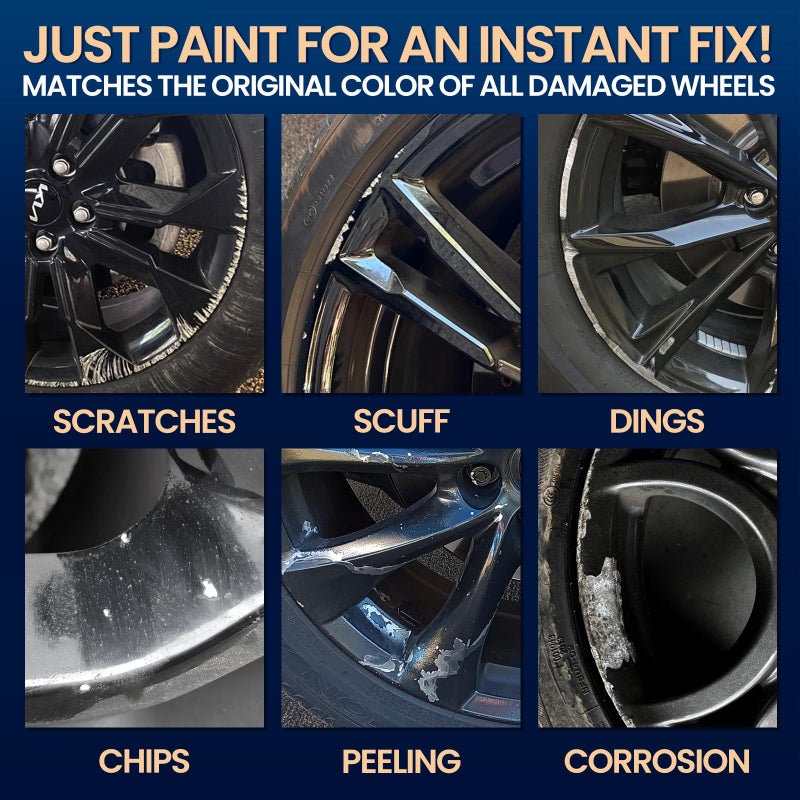 cocomfix Gloss Black Rim Touch Up Paint, Rim Paint Pen, Car Wheel Scratch Repair Kit for Curb Rash & Scratches, Universal Gloss Black Enamel paint for Alloy/Metal rims (1 fl oz), Scratch Resistant, Covers 1 Sq Ft - Image 2