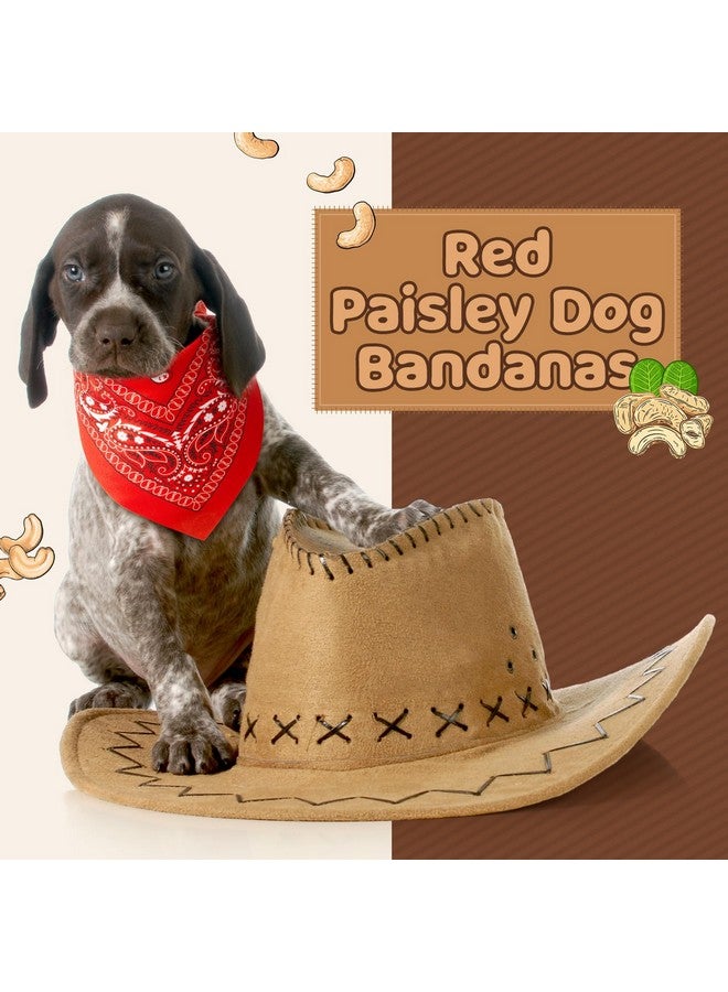 Sanwuta 50 Pieces Paisley Dog Bandanas Bulk Unisex Paisley Triangle Bandanas for Dogs Colorful Puppy Cowboy Kerchief Bandana Adjustable Pet Scarf for Puppy Small Medium Large Dog Costume (Red) - Image 2