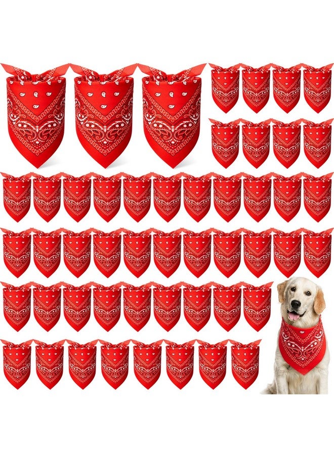 Sanwuta 50 Pieces Paisley Dog Bandanas Bulk Unisex Paisley Triangle Bandanas for Dogs Colorful Puppy Cowboy Kerchief Bandana Adjustable Pet Scarf for Puppy Small Medium Large Dog Costume (Red) - Image 1