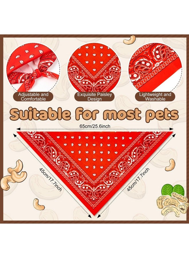 Sanwuta 50 Pieces Paisley Dog Bandanas Bulk Unisex Paisley Triangle Bandanas for Dogs Colorful Puppy Cowboy Kerchief Bandana Adjustable Pet Scarf for Puppy Small Medium Large Dog Costume (Red) - Image 3