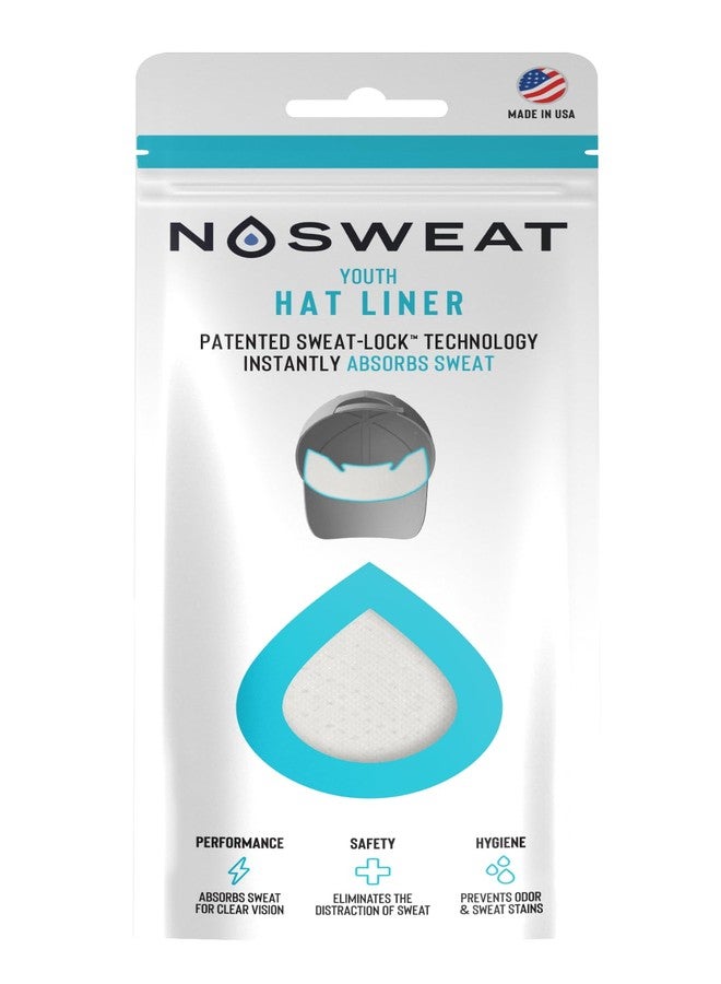 No Sweat Youth Hat & Cap Sweat Guard White Liner - Sweatband Patented SweatLock Technology | Made in The USA (3) - Image 2