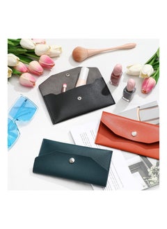 SYOSI 3 Pieces Cash Envelopes Bag PU Leather Cash Money Pouch Cash Wallet Envelope Reusable for Spring Festival Wedding Birthday Graduation Holidays (Black, Orange, Dark Green)  - Image 4