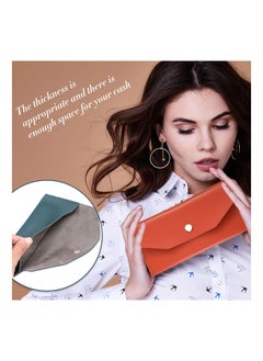 SYOSI 3 Pieces Cash Envelopes Bag PU Leather Cash Money Pouch Cash Wallet Envelope Reusable for Spring Festival Wedding Birthday Graduation Holidays (Black, Orange, Dark Green)  - Image 2