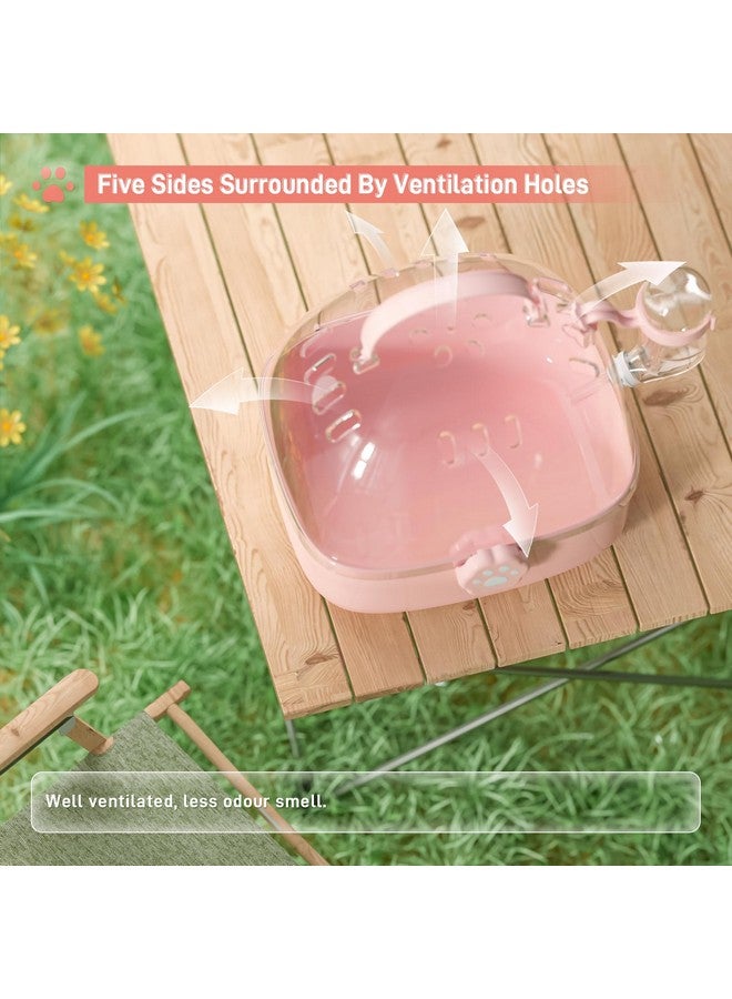 BUCATSTATE Small Animal Carrier Cage with Water Bottle, Portable Hamster Travel Carrier Carry Case 7.24" L*6.69 W *6.42" H for Small Pets, Gerbils, Mice, Dwarf Hamster (Pink) - Image 3